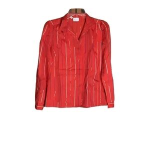 Vintage Levi's Bend Over Button Up Blouse Women's 8 Red Artsy Stripes